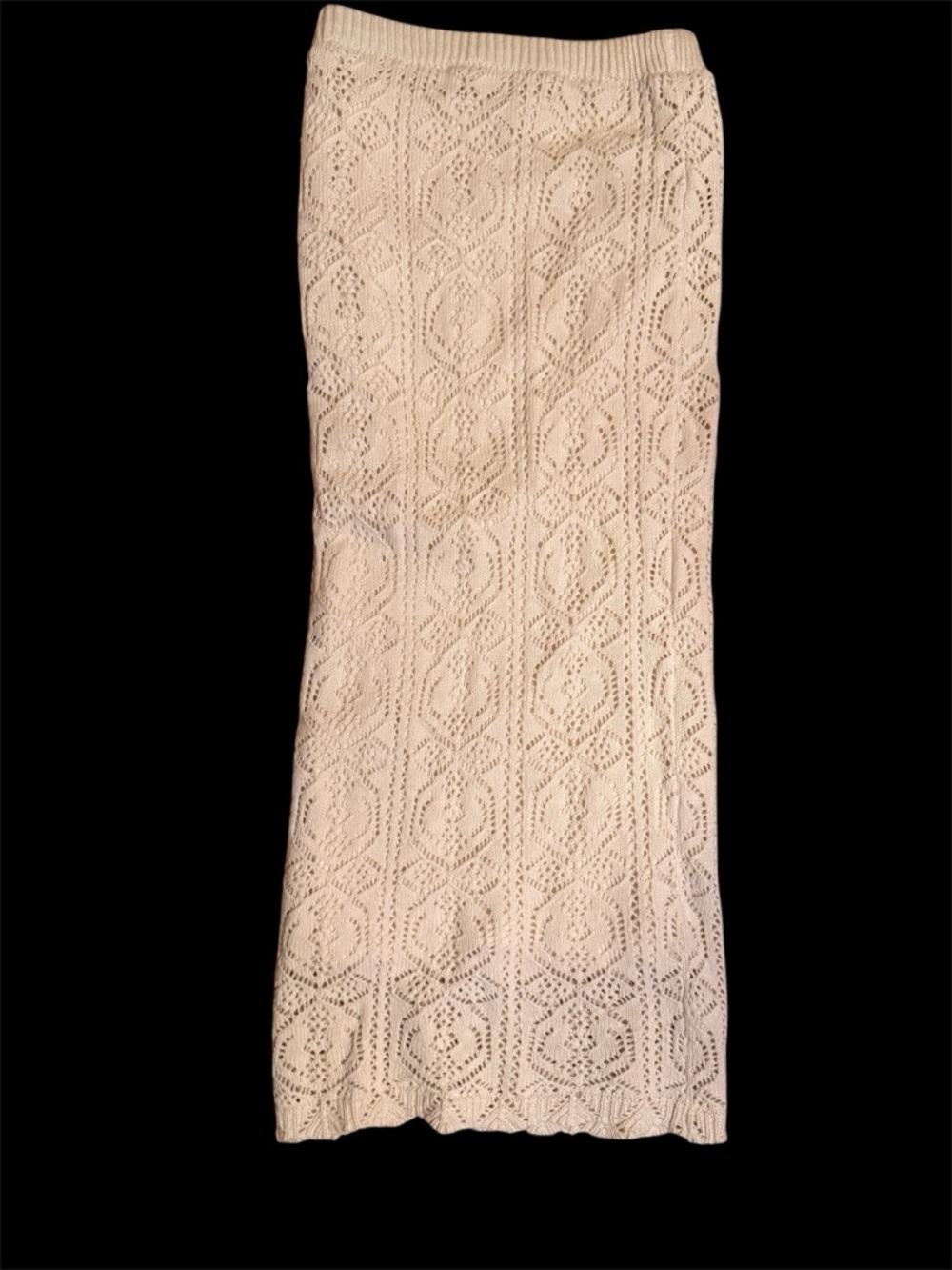 Cream Crochet Knit Maxi Skirt